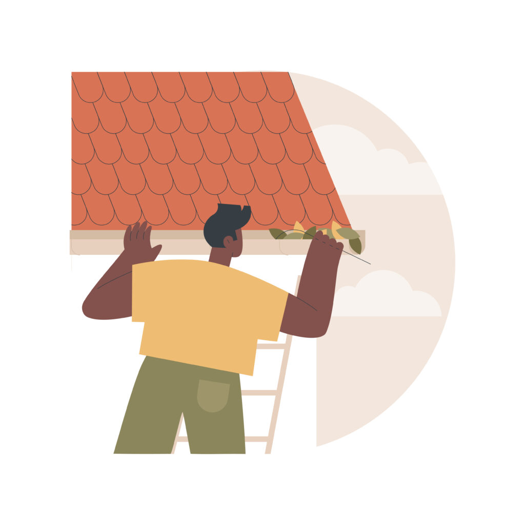 Gutter cleaning abstract concept